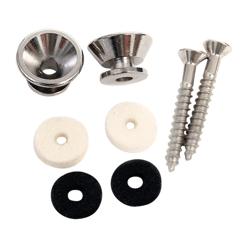 Fender American Standard Strap Buttons, Set Of 2 - Chrome With Non-Slip Felt Washers 1