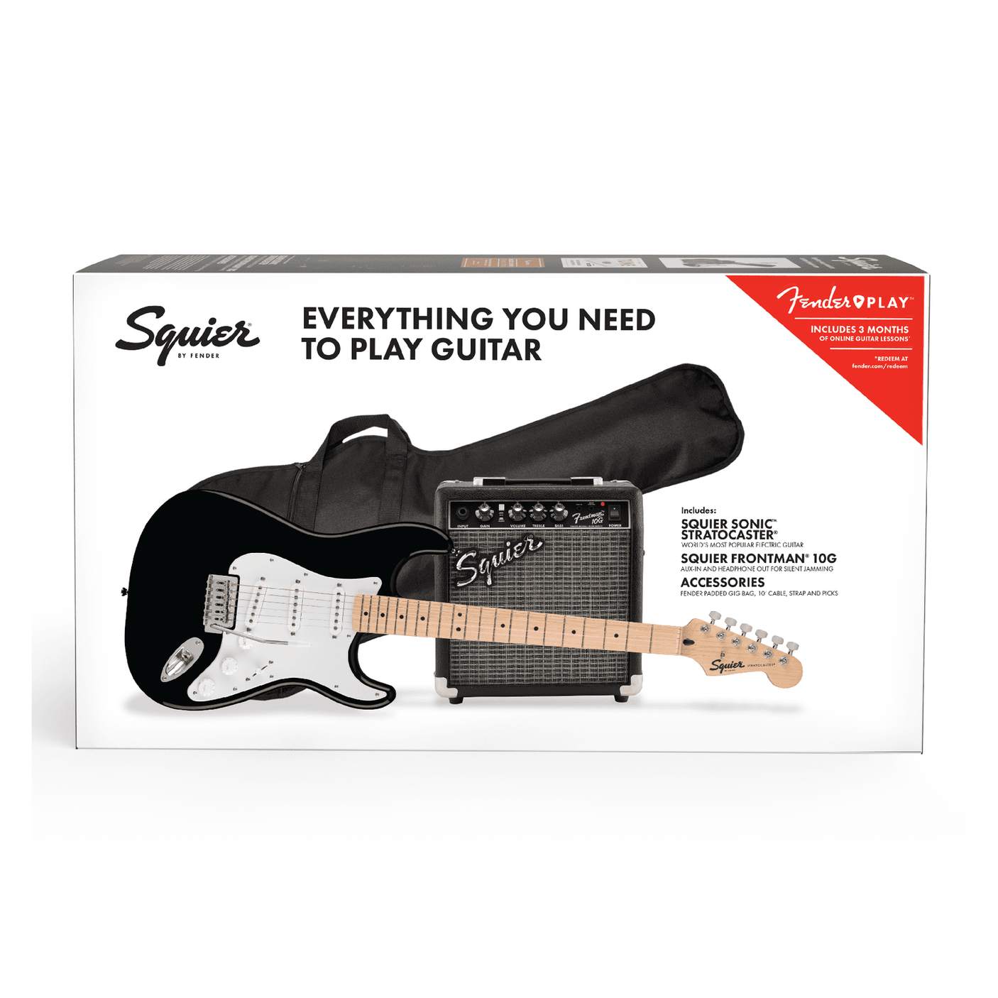 Fender Squier Sonic Stratocaster Pack - Black & Maple Neck 2