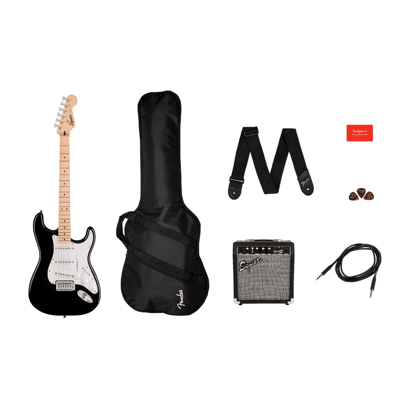 Fender Squier Sonic Stratocaster Pack - Black & Maple Neck 1