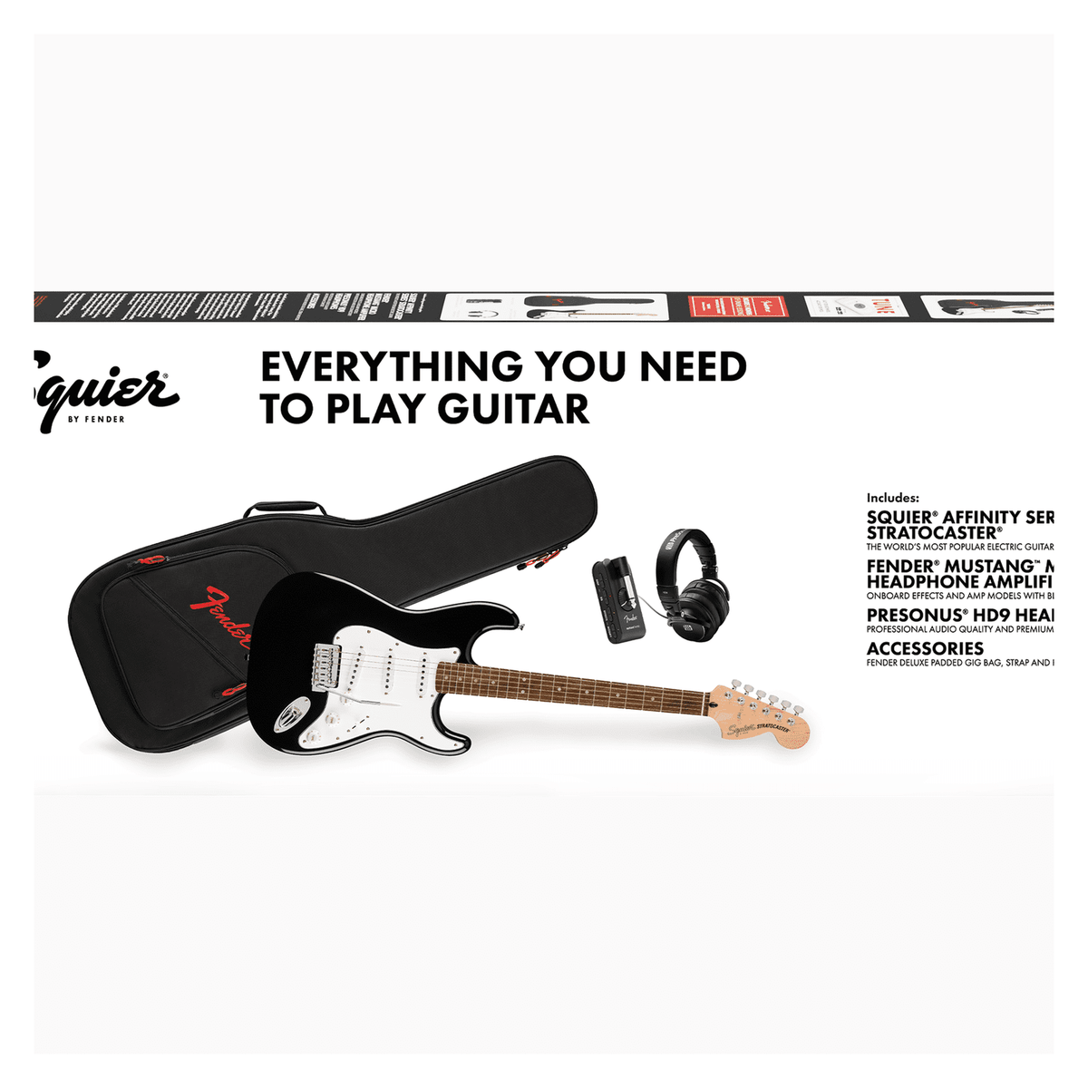 Fender Squire Affinity Series Stratocaster Mustang Micro Pack 4