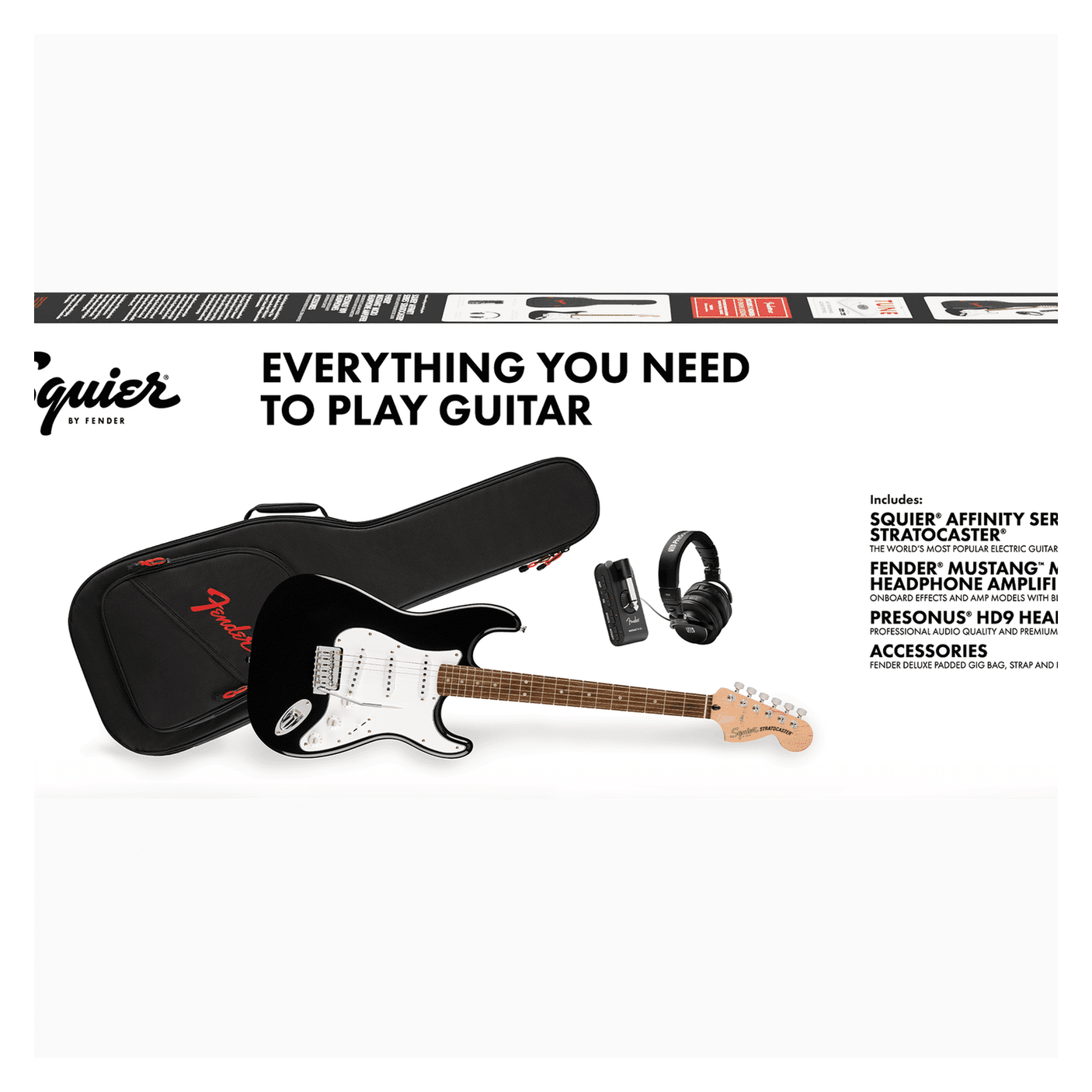 Fender Squire Affinity Series Stratocaster Mustang Micro Pack 4
