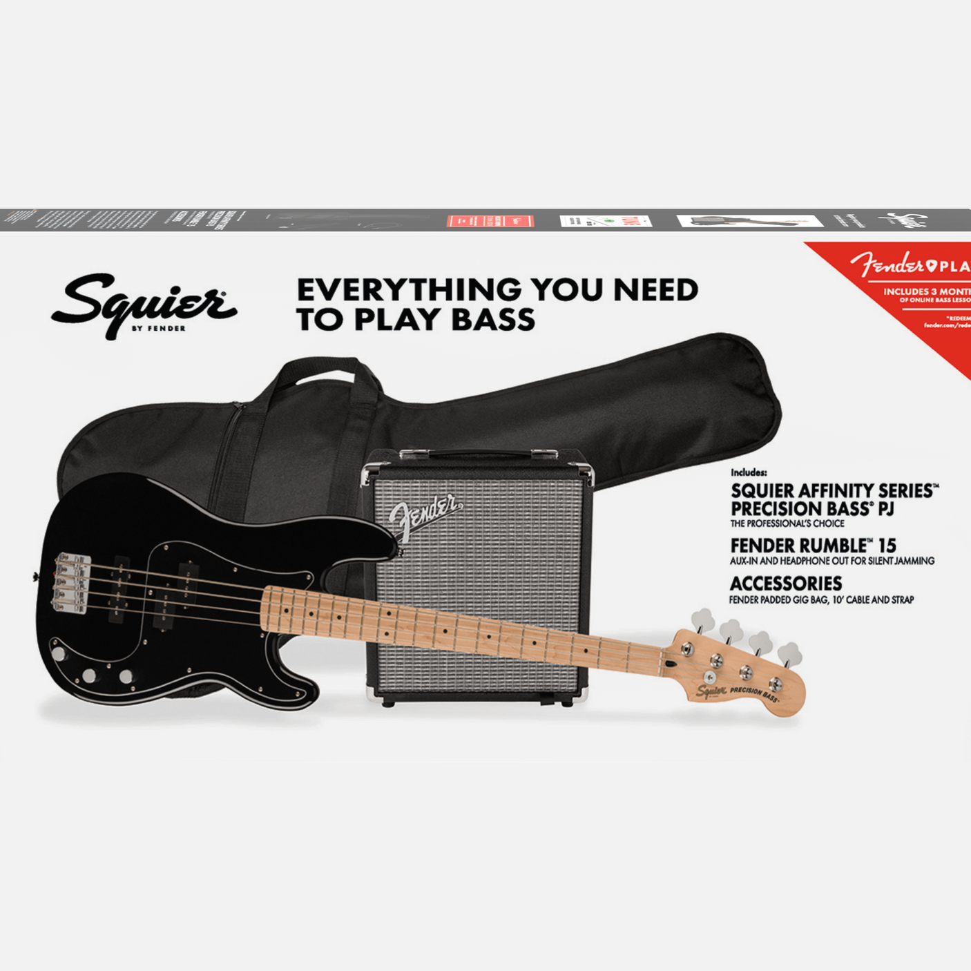 Fender Squier Affinity Series Precision Bass PJ Pack - Black 2
