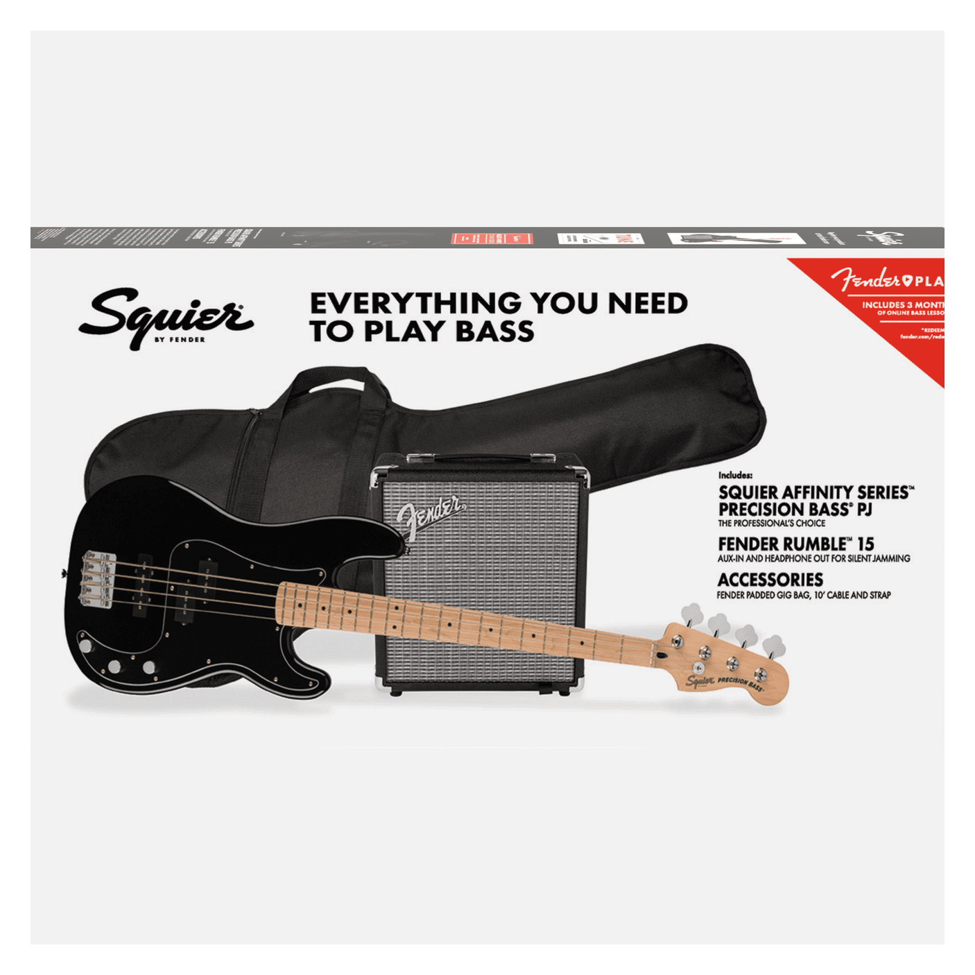 Fender Squier Affinity Series Precision Bass PJ Pack - Black 2
