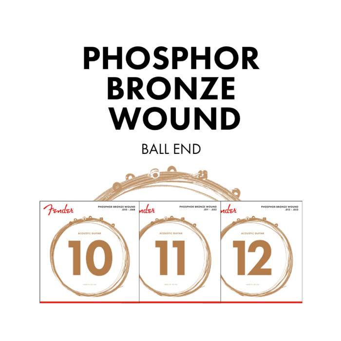 Fender Phosphor Bronze Acoustic Guitar Strings - 60XL Gauge .010-.048 2