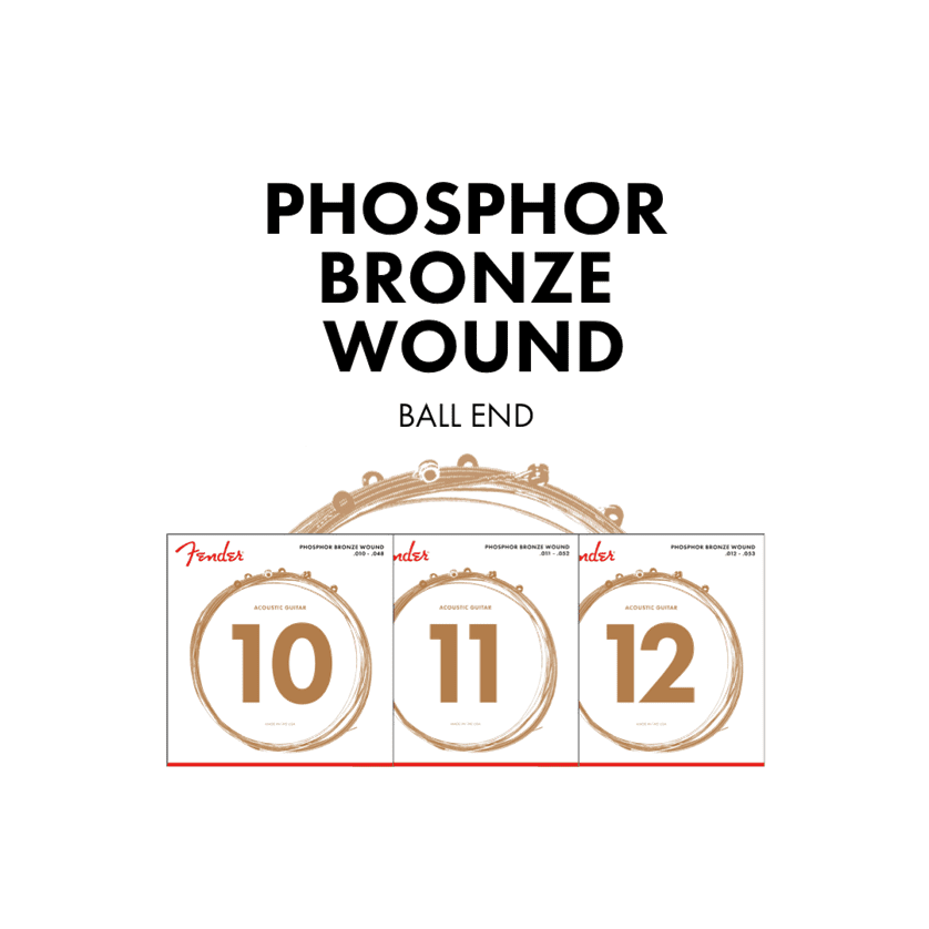 Fender Phosphor Bronze Acoustic Guitar Strings - 60XL Gauge .010-.048 2