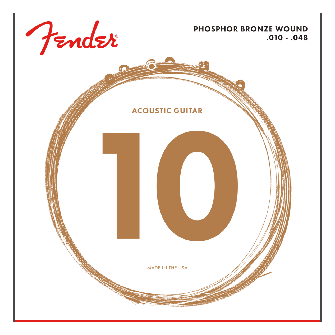 Fender Phosphor Bronze Acoustic Guitar Strings - 60XL Gauge .010-.048 1