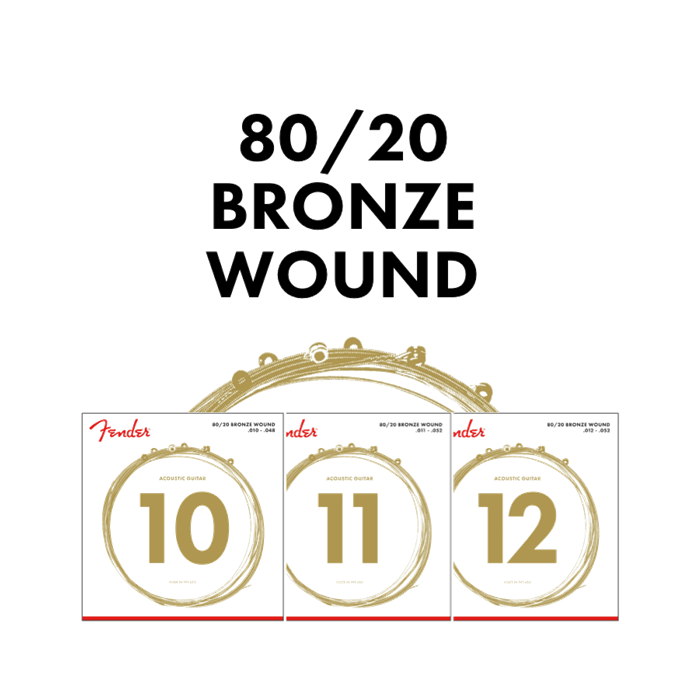 Fender 80/20 Bronze Acoustic Strings, Ball End, 70XL .010-.048 2