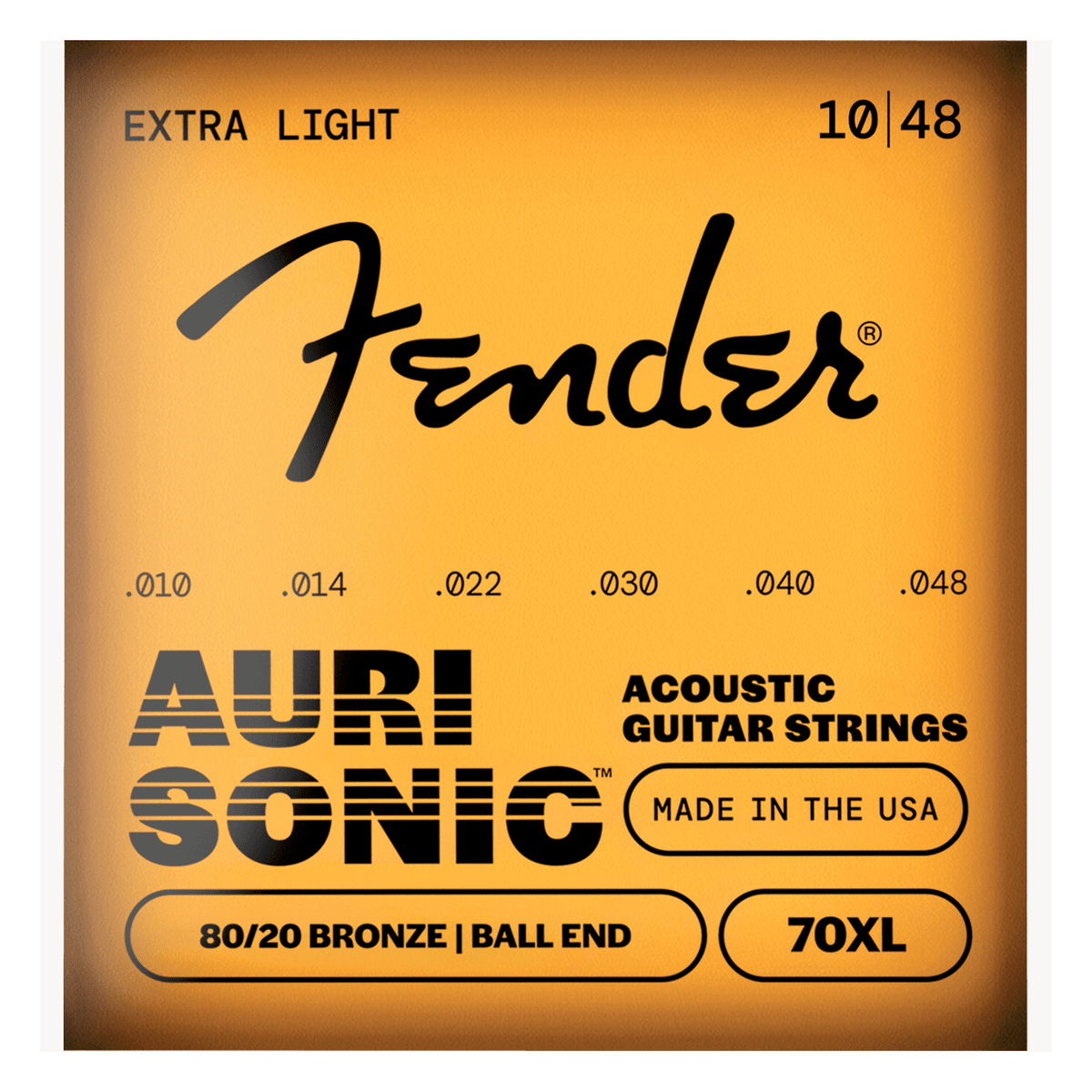 Fender 80/20 Bronze Acoustic Strings, Ball End, 70XL .010-.048 1