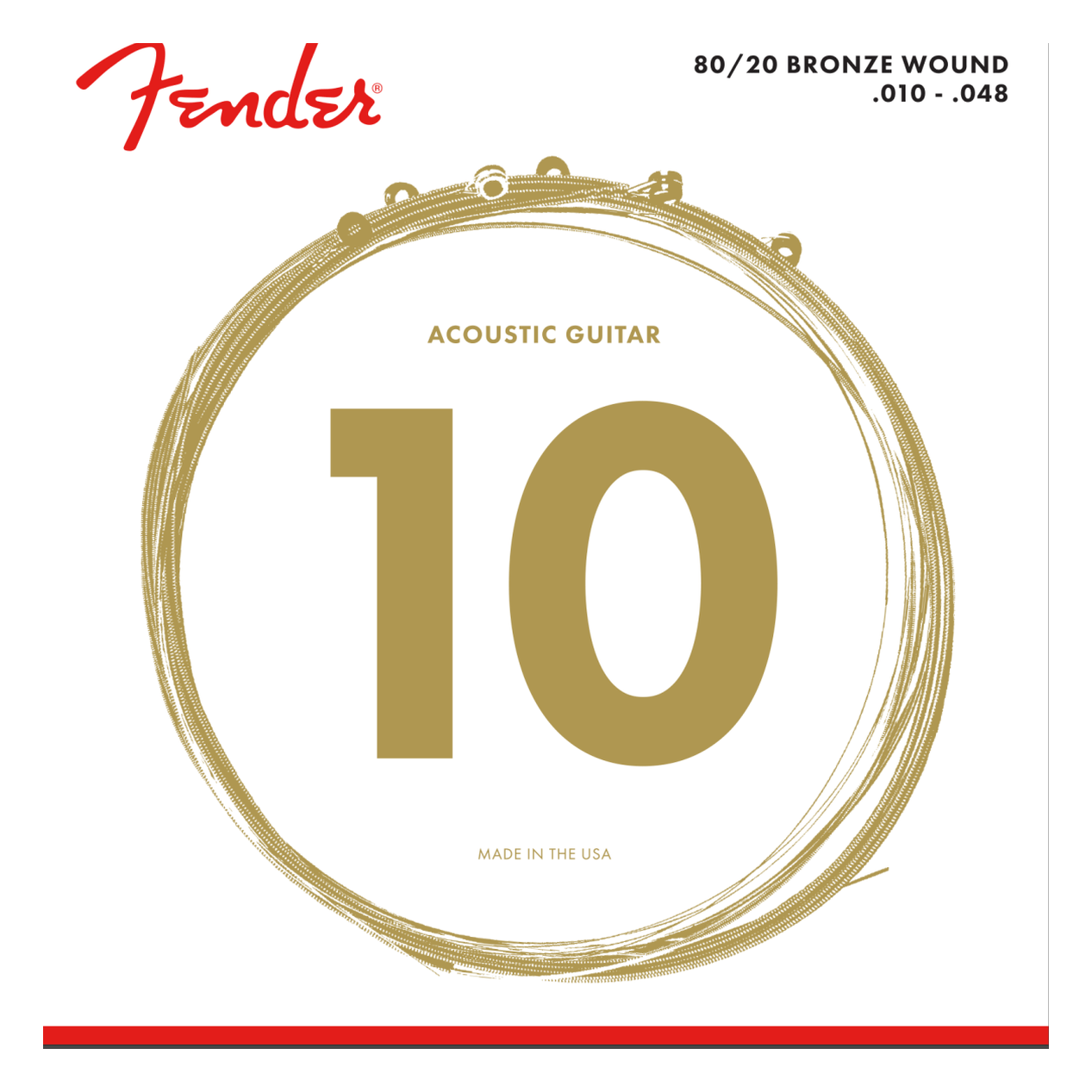 Fender 80/20 Bronze Acoustic Strings, Ball End, 70XL .010-.048 1