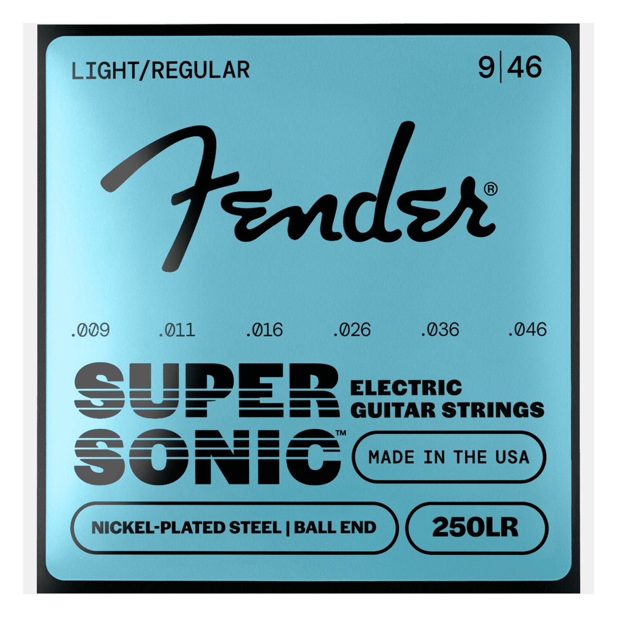 Fender Super 250LR Nickel-Plated Steel Electric Guitar Strings, Light/Regular — 9-46 2
