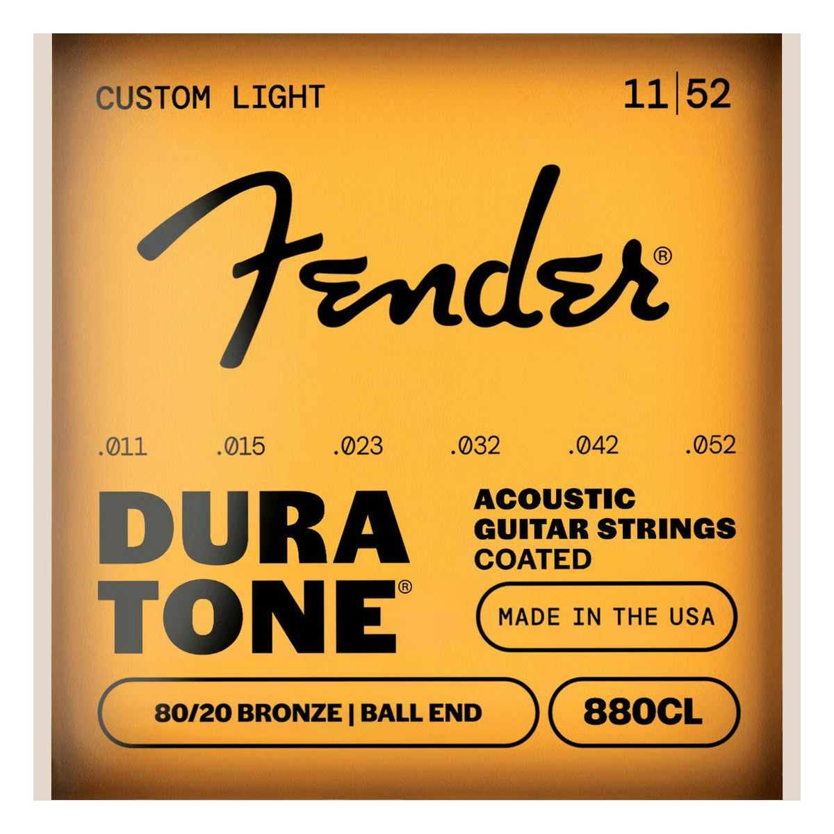 Fender 880CL Dura-Tone 80/20 Coated Acoustic Guitar Strings .011-.052 1