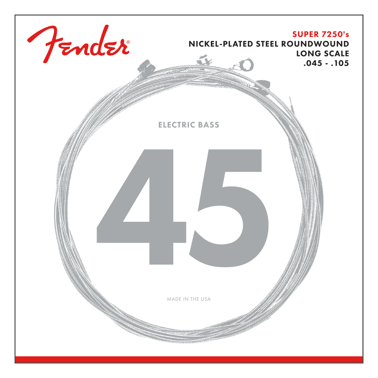 Fender 7250M Long Scale Bass Guitar Strings - Nickel-Plated Steel .045 - .105 1