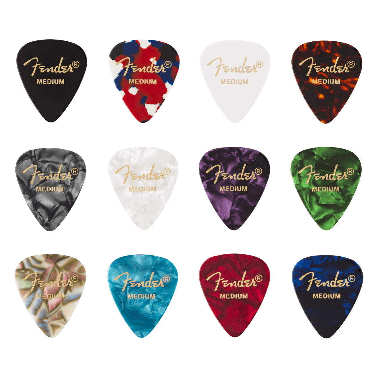 Fender 351 Celluloid Medley Guitar Picks - Medium 12-pack 1