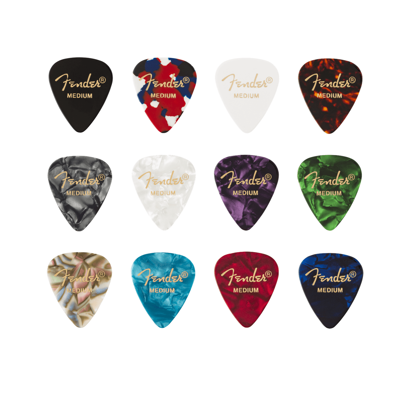 Fender 351 Celluloid Medley Guitar Picks - Medium 12-pack 1
