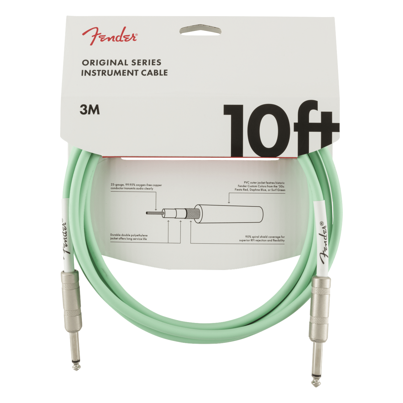 Fender 4.5m 15' Original Series Instrument Cable - Surf Green 2