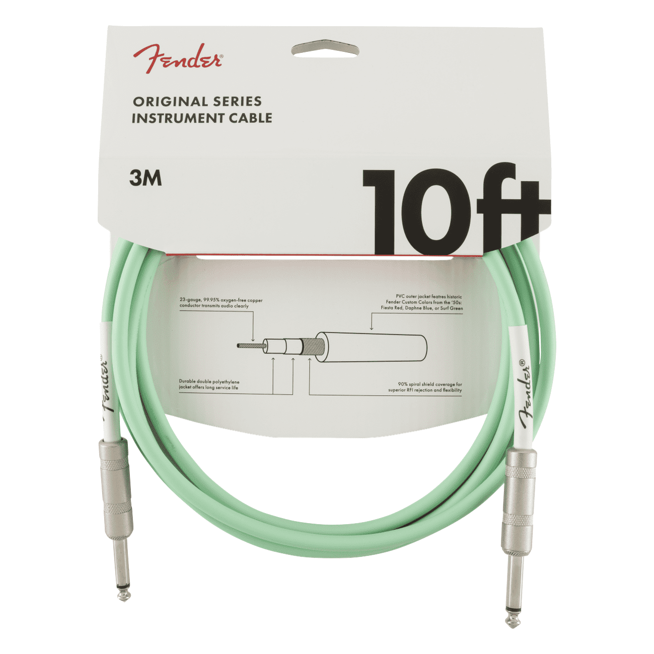 Fender 4.5m 15' Original Series Instrument Cable - Surf Green 2