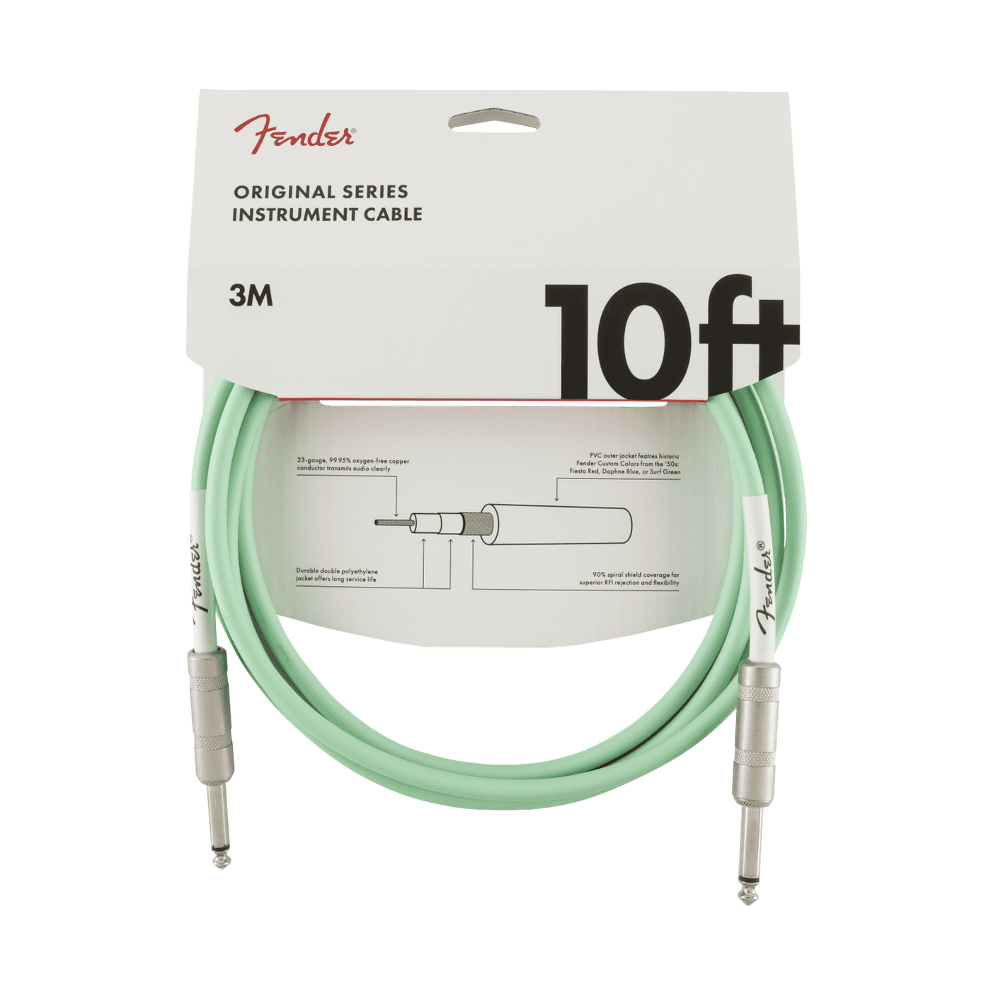 Fender 4.5m 15' Original Series Instrument Cable - Surf Green 2