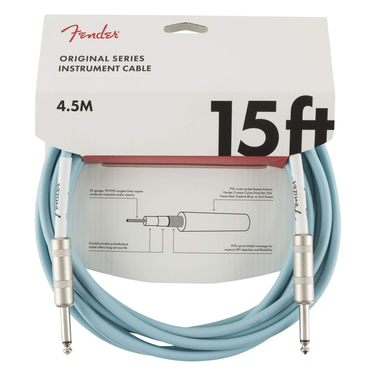 Fender 4.5m 15' Original Series Instrument Cable - Daphne Blue 2