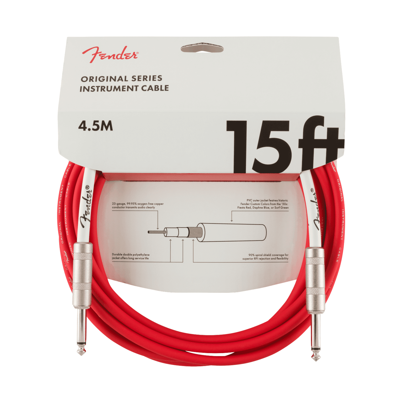 Fender 4.5m 15' Original Series Instrument Cable - Fiesta Red 2