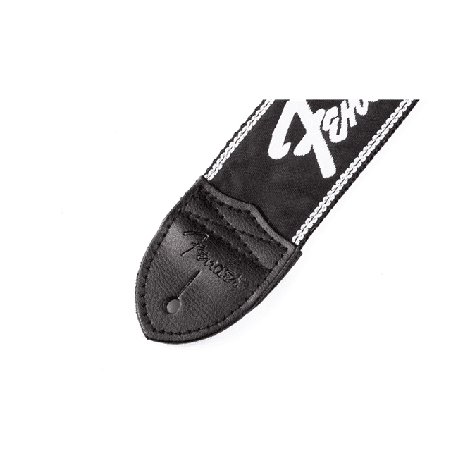 Fender 2" Running Logo Guitar Strap - Black/White 2