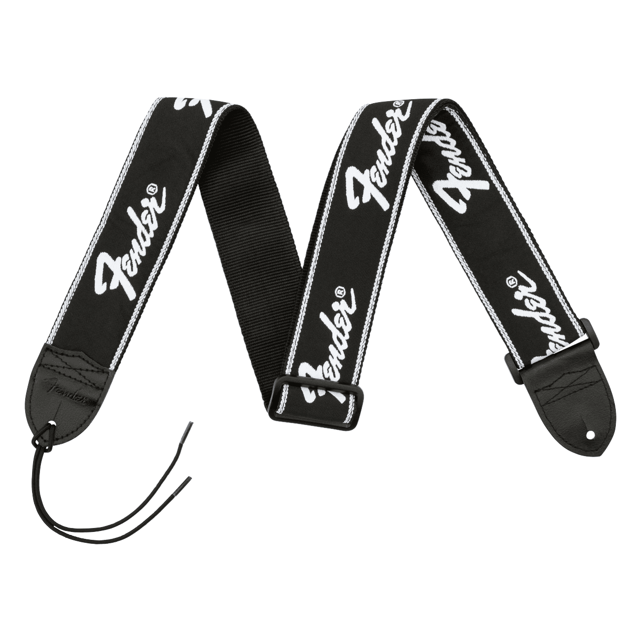 Fender 2" Running Logo Guitar Strap - Black/White 1