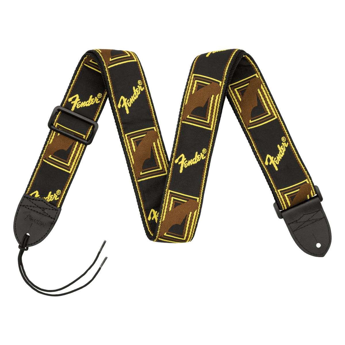 Fender 2" Monogrammed Strap - Black/Yellow/Brown 1