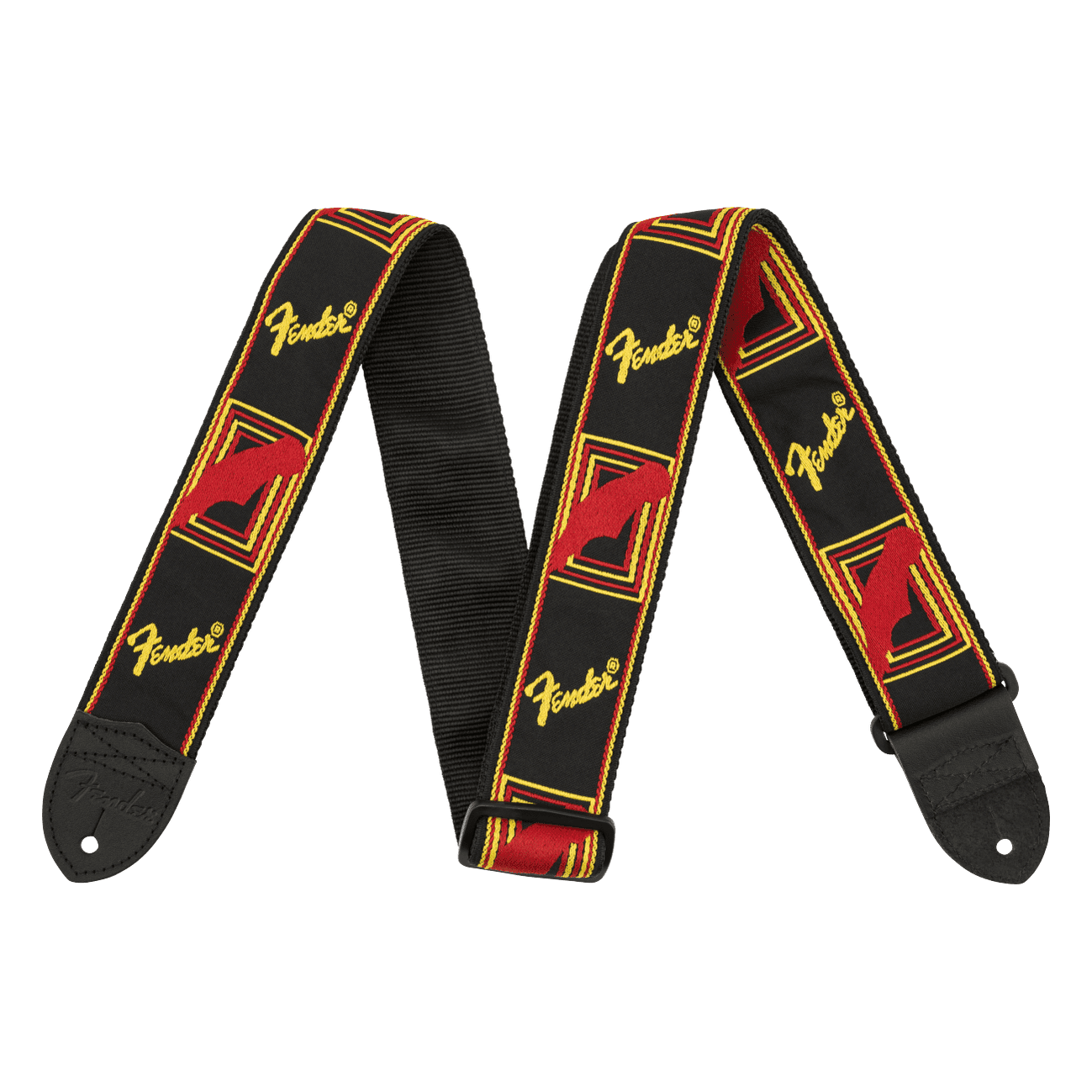 Fender 2" Monogrammed Strap - Black/Yellow/Red 1