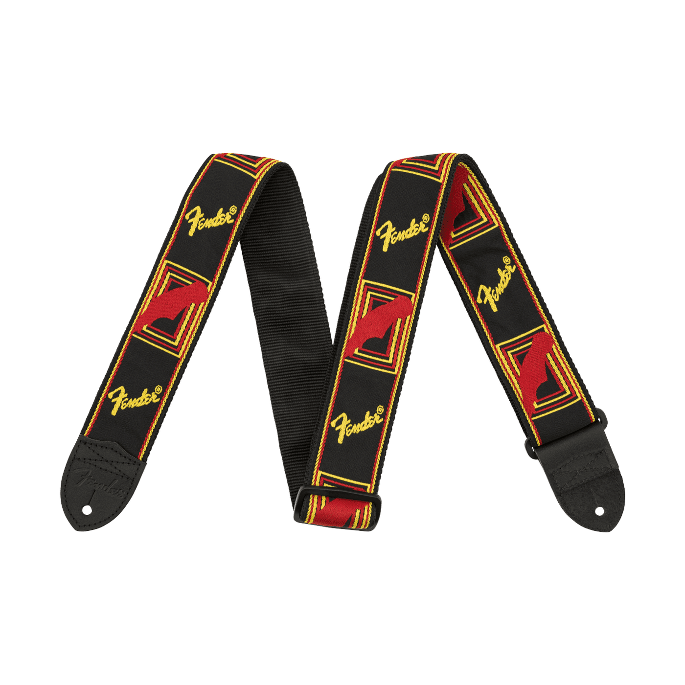 Fender 2" Monogrammed Strap - Black/Yellow/Red 1