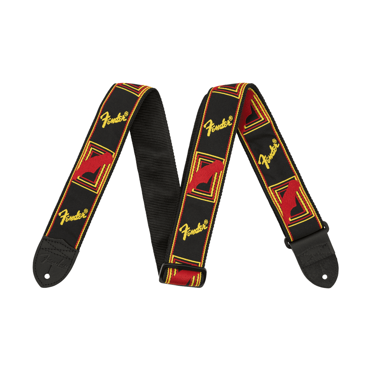 Fender 2" Monogrammed Strap - Black/Yellow/Red 1