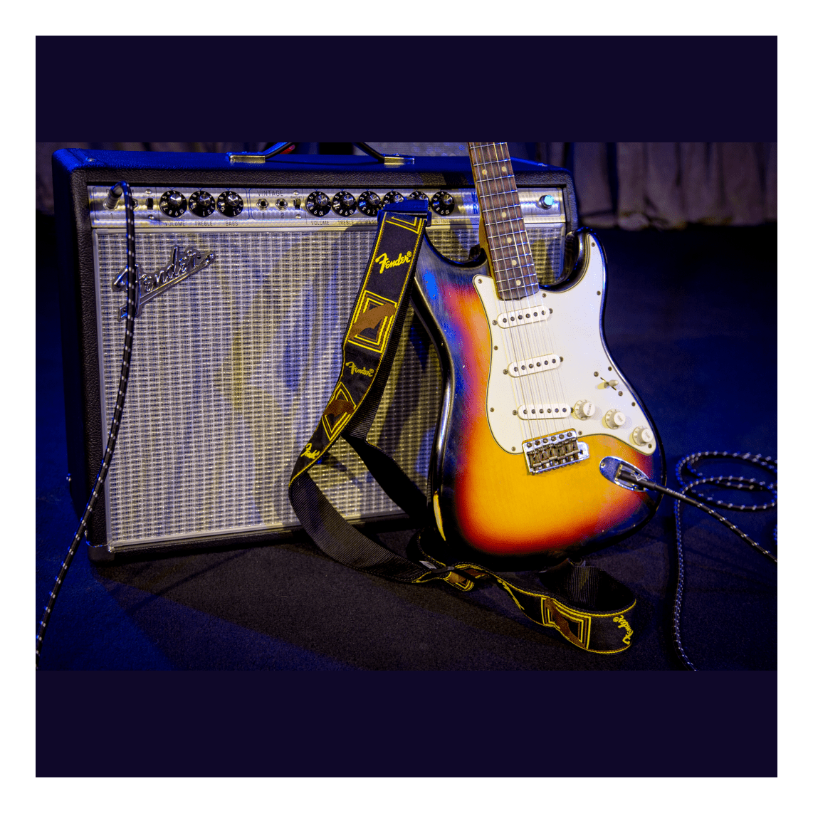 Fender 2" Monogrammed Strap - Black/Yellow/Brown 2