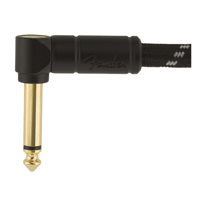 Fender 5.5M 18.6' Deluxe Series Instrument Cable - Straight/Angle, Black Tweed 4