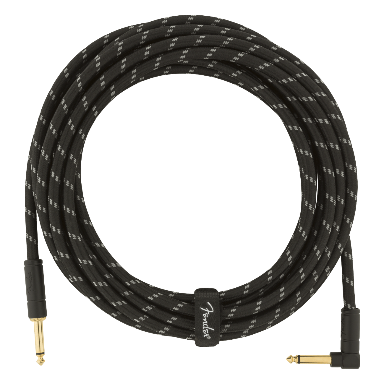 Fender 5.5M 18.6' Deluxe Series Instrument Cable - Straight/Angle, Black Tweed 1