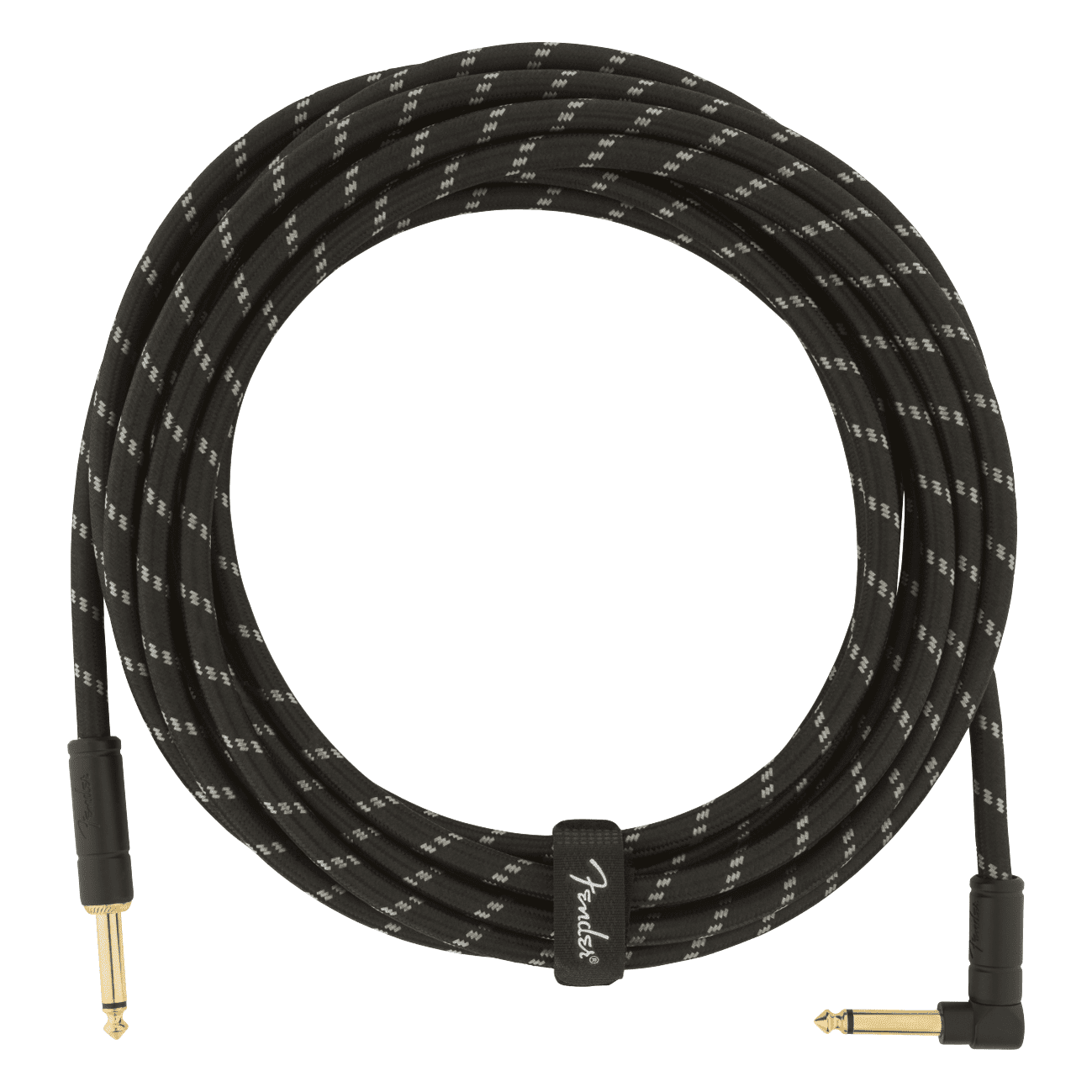Fender 5.5M 18.6' Deluxe Series Instrument Cable - Straight/Angle, Black Tweed 1