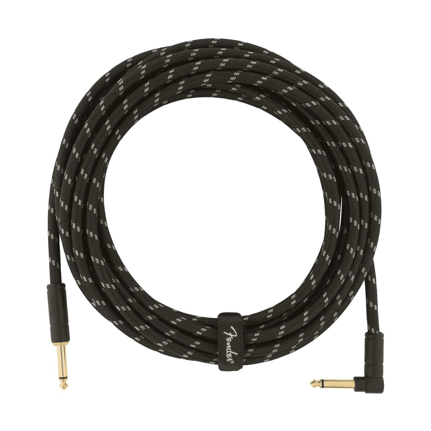 Fender 5.5M 18.6' Deluxe Series Instrument Cable - Straight/Angle, Black Tweed 1