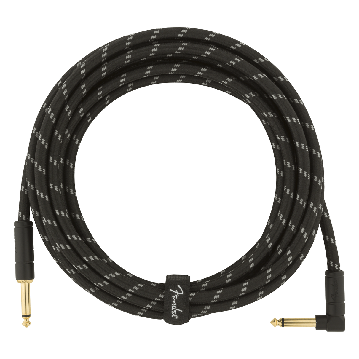 Fender 4.5M 15' Deluxe Series Instrument Cable - Straight/Angle, Black Tweed 1