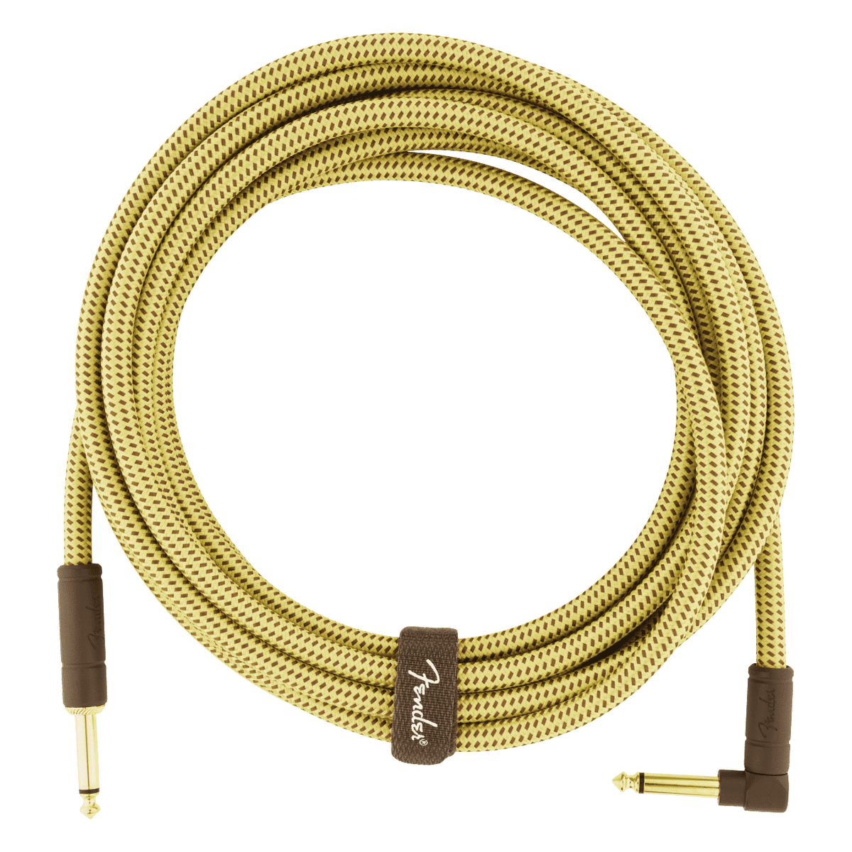 Fender 4.5M 15' Deluxe Series Instrument Cable - Straight/Angle, Tweed 1