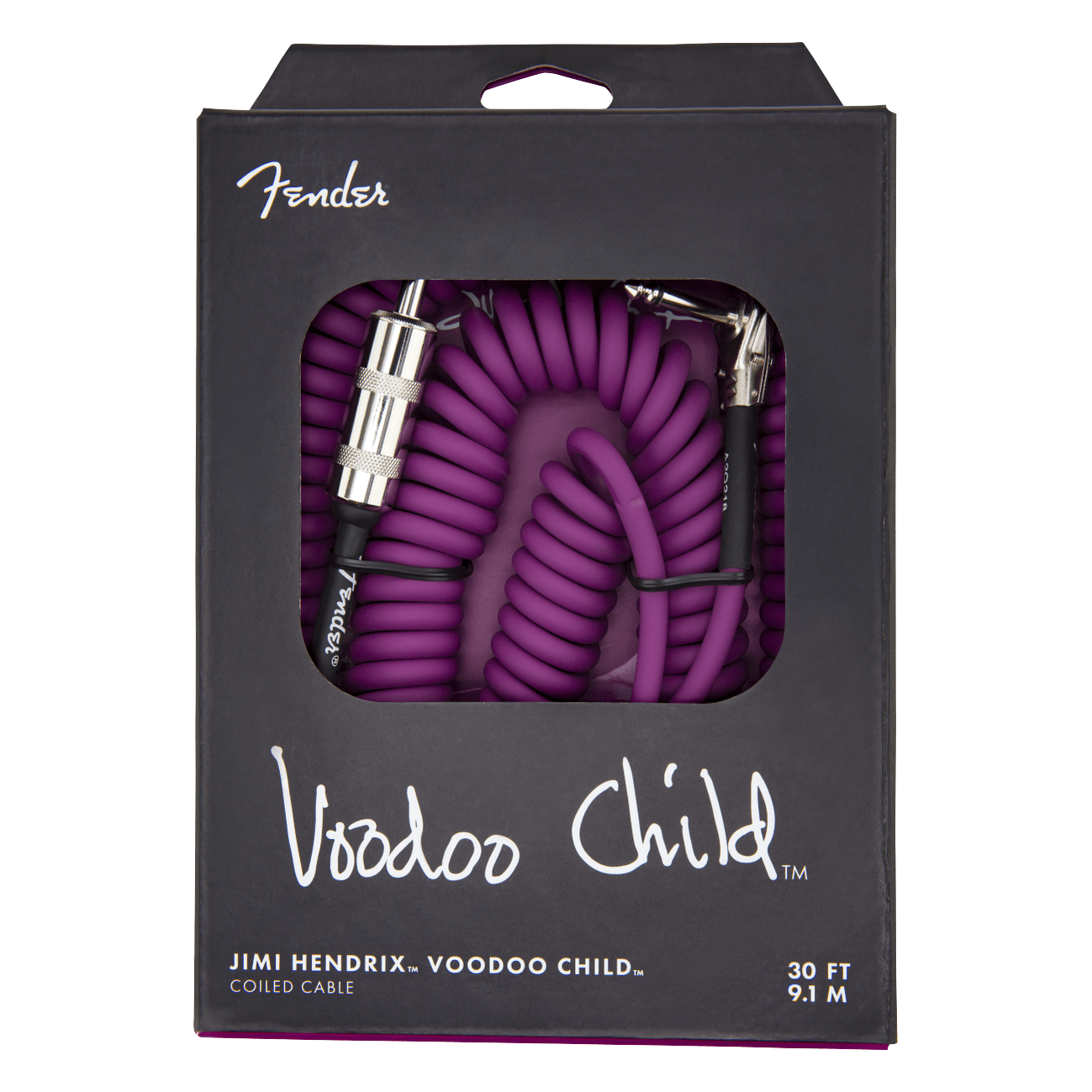 Fender Hendrix™ Voodoo Child™ Coil Instrument Cable Straight/Angle, 30', Purple 1