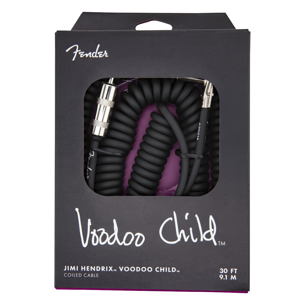 Fender Hendrix™ Voodoo Child™ Coil Instrument Cable Straight/Angle, 30', Black 1