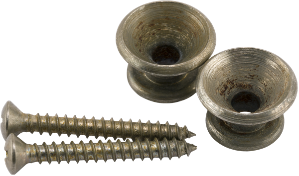 Fender Road Worn Vintage Style Strap Buttons - Set of 2 (Aged/Relic Nickel)