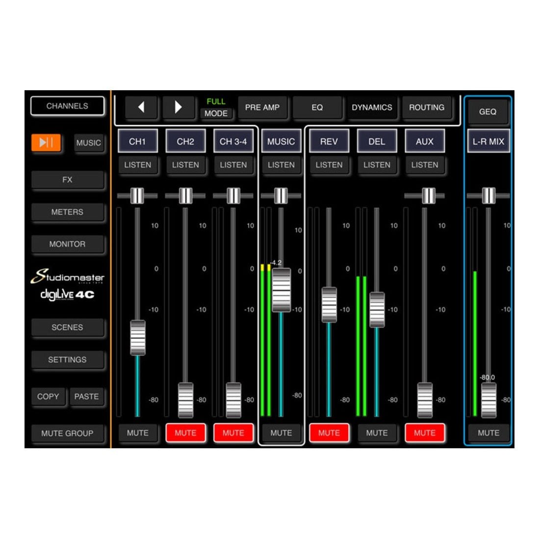 Studiomaster DigiLive 4C 4-Input Digital WiFi Mixer With DSP 4