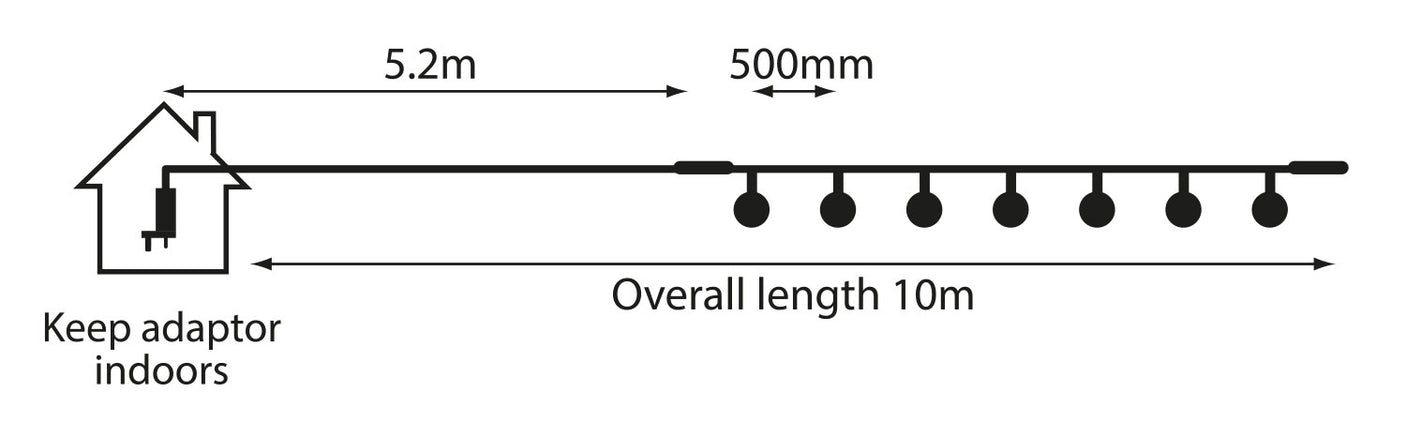 Lyyt Outdoor LED Festoon Lights 50cm Spacing - 10 Bulbs Warm White 5
