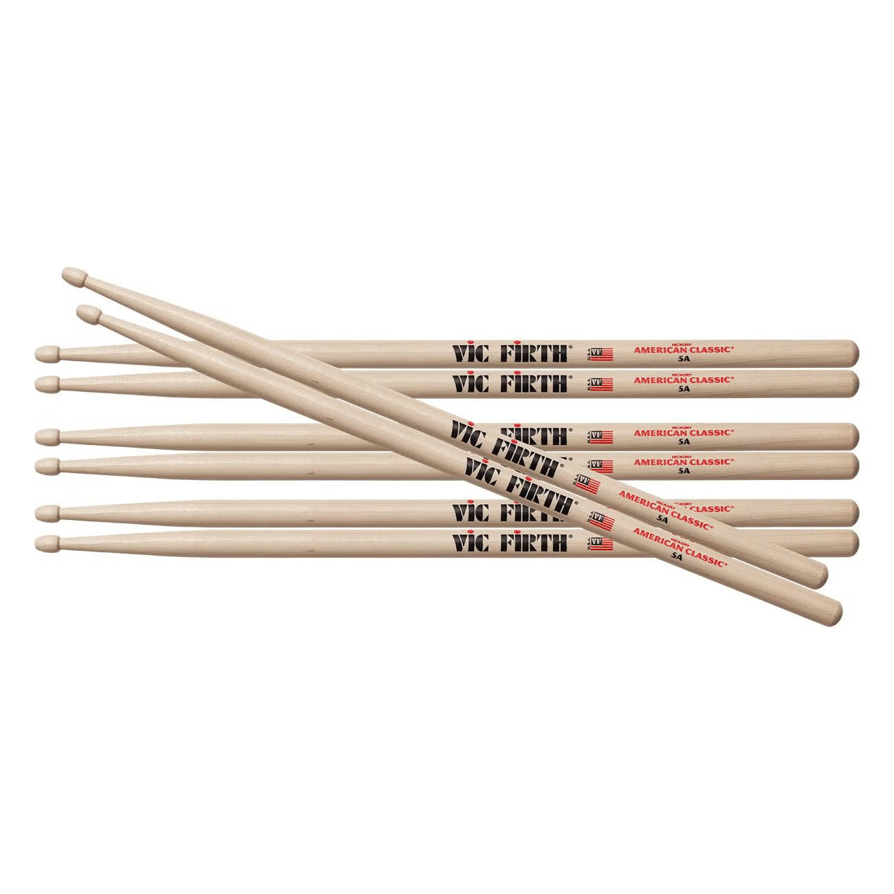 Vic Firth American Classic Hickory Drum Sticks, 5A — 4 Pairs Value Pack 1