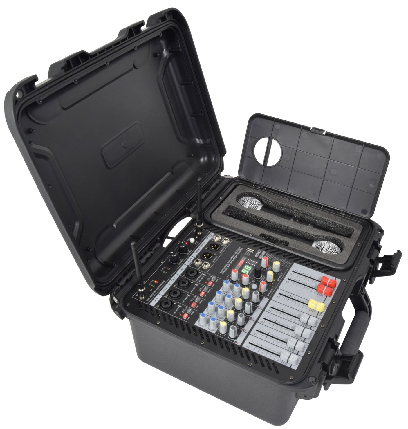 Citronic FLITE-600 2 x 300W Powered Mixer with 2 UHF Wireless Mics & DSP Effects 2