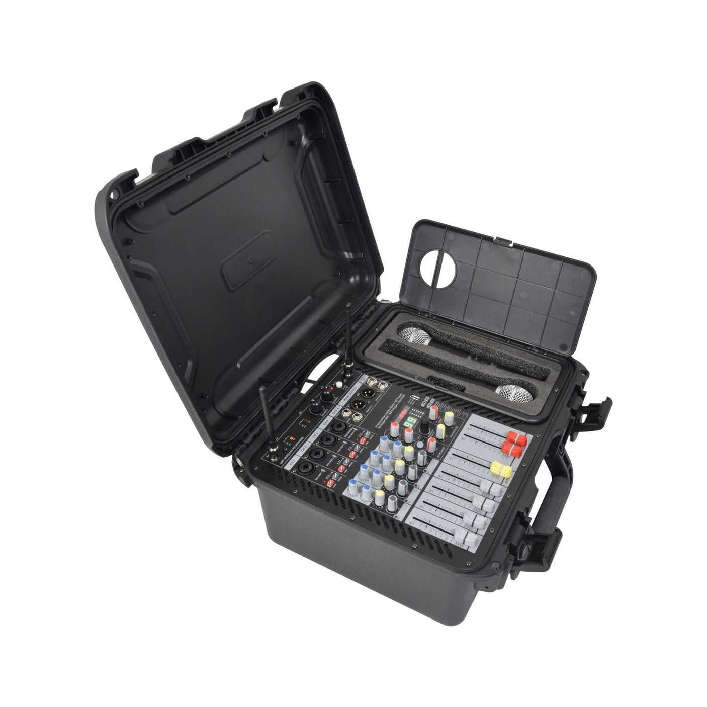 Citronic FLITE-600 2 x 300W Powered Mixer with 2 UHF Wireless Mics & DSP Effects 2