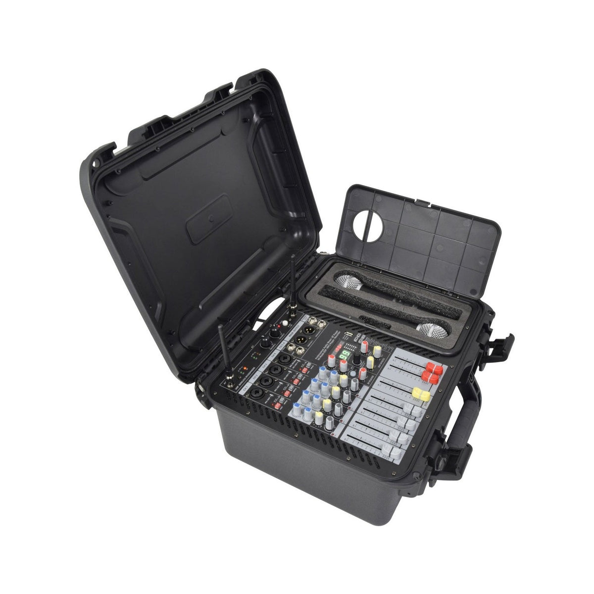 Citronic FLITE-600 2 x 300W Powered Mixer with 2 UHF Wireless Mics & DSP Effects 2