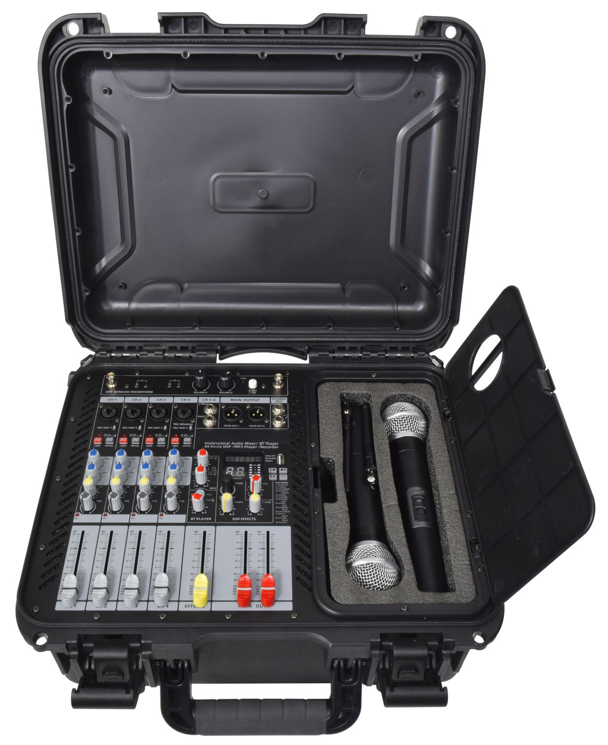 Citronic FLITE-600 2 x 300W Powered Mixer with 2 UHF Wireless Mics & DSP Effects 1