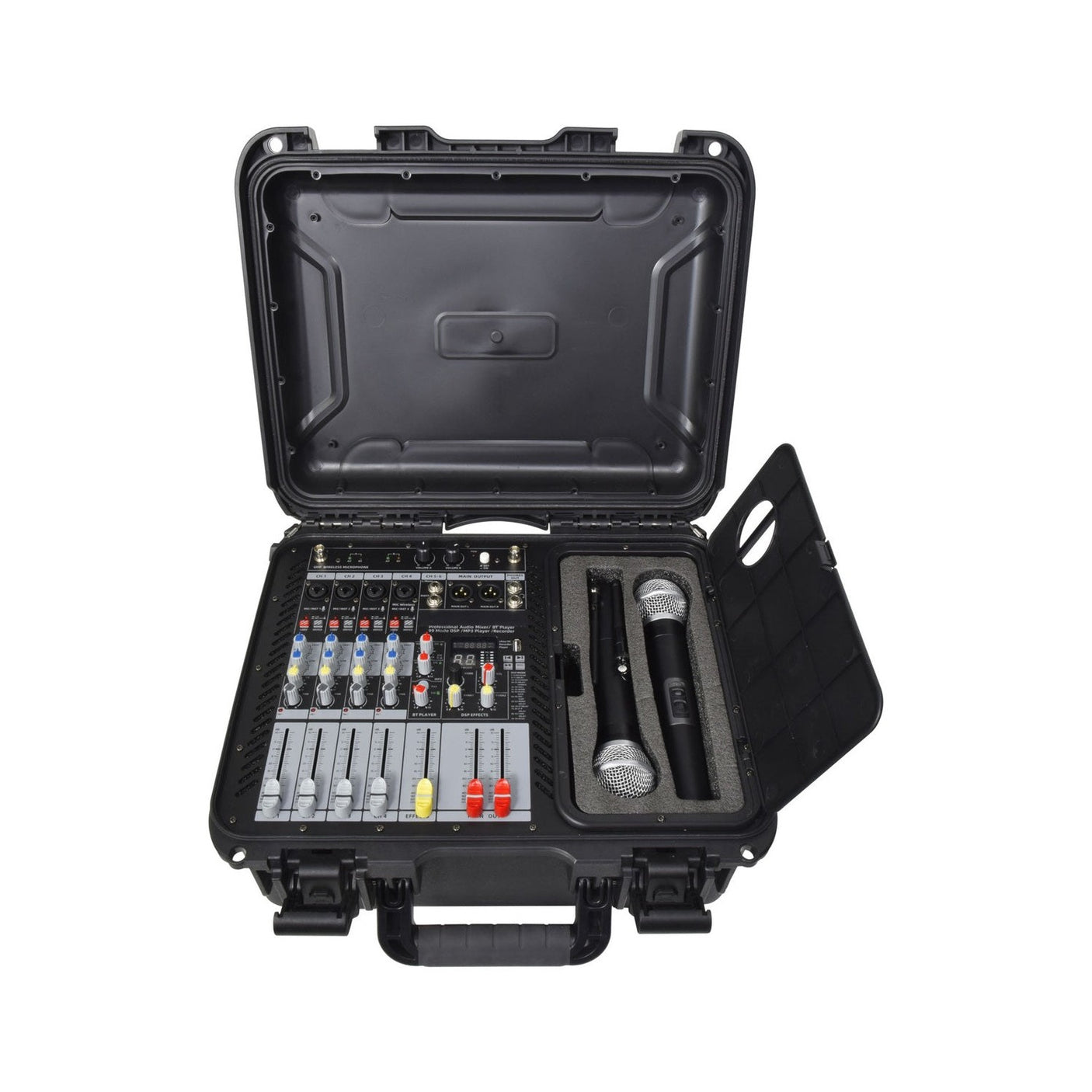 Citronic FLITE-600 2 x 300W Powered Mixer with 2 UHF Wireless Mics & DSP Effects 1