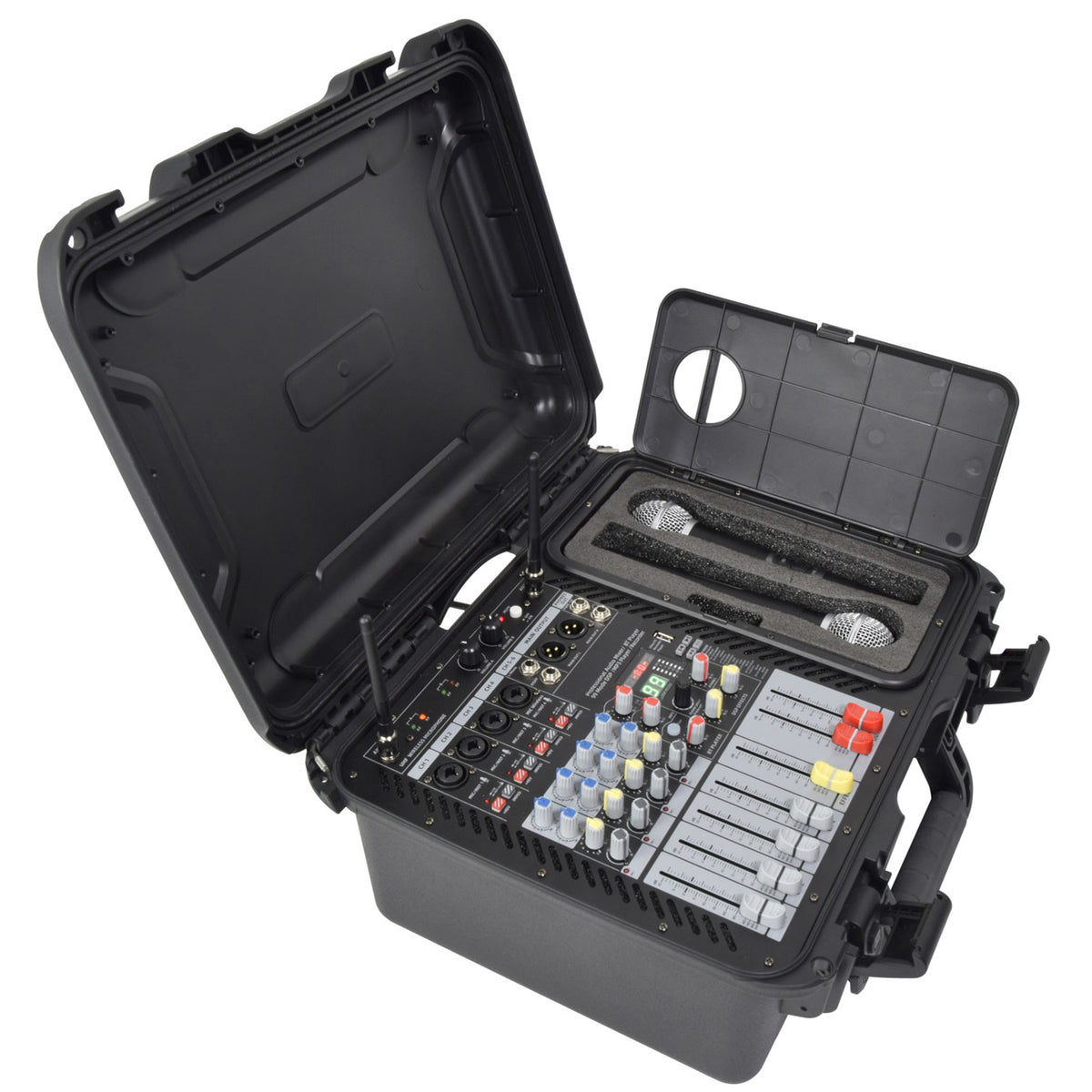 Citronic FLITE-1000 2 x 500W Powered Mixer With 2 UHF Wireless Mics & DSP Effects