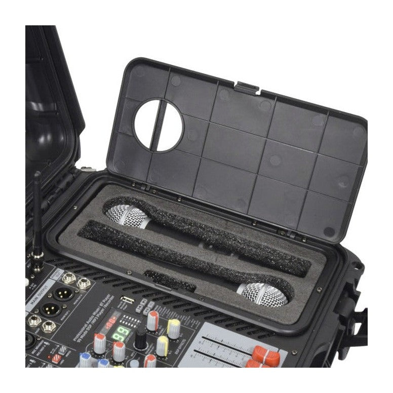 Citronic FLITE-1000 2 x 500W Powered Mixer With 2 UHF Wireless Mics & DSP Effects