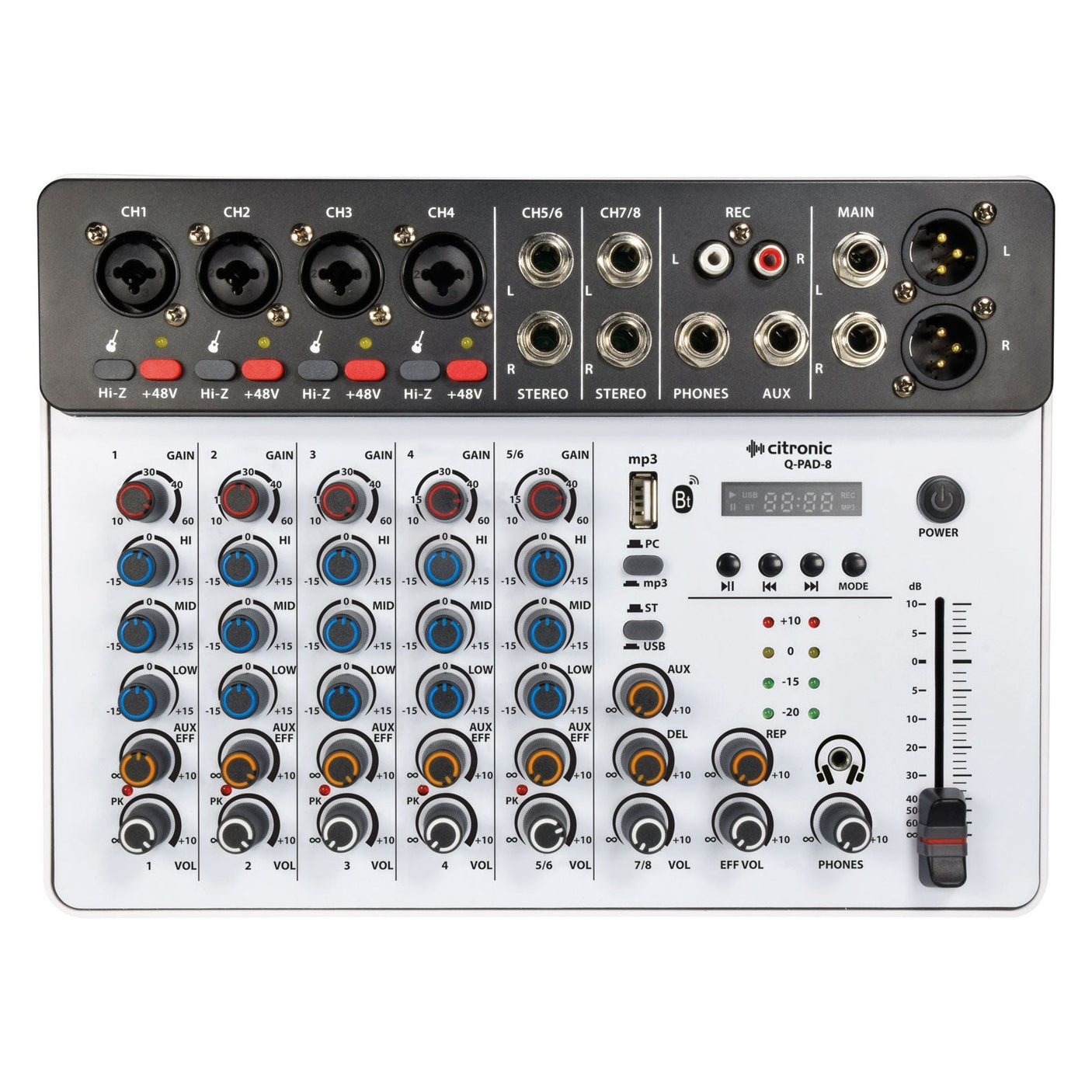 Citronic Q-PAD-8 Compact Mixer with USB/BT and Audio Interface 1